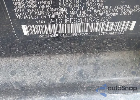 2011 Subaru Impreza Outback Sport из США, поврежденный, VIN JF1GH6D6XBH828768